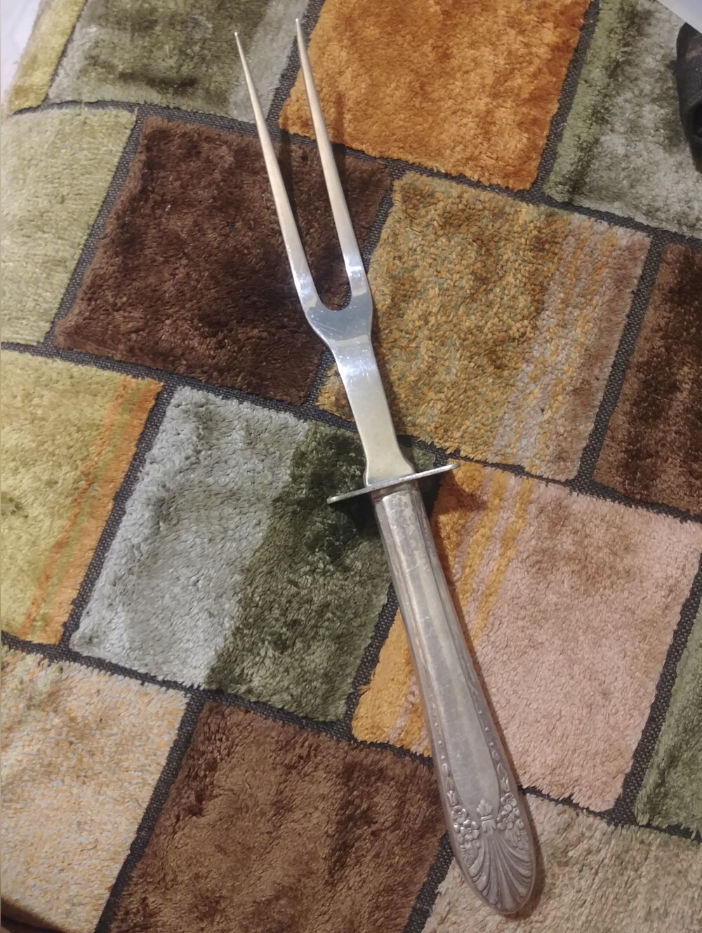 Mid Century silver-plated meat carving fork